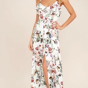 Lulus NWT bloom on ivory floral print maxi dress